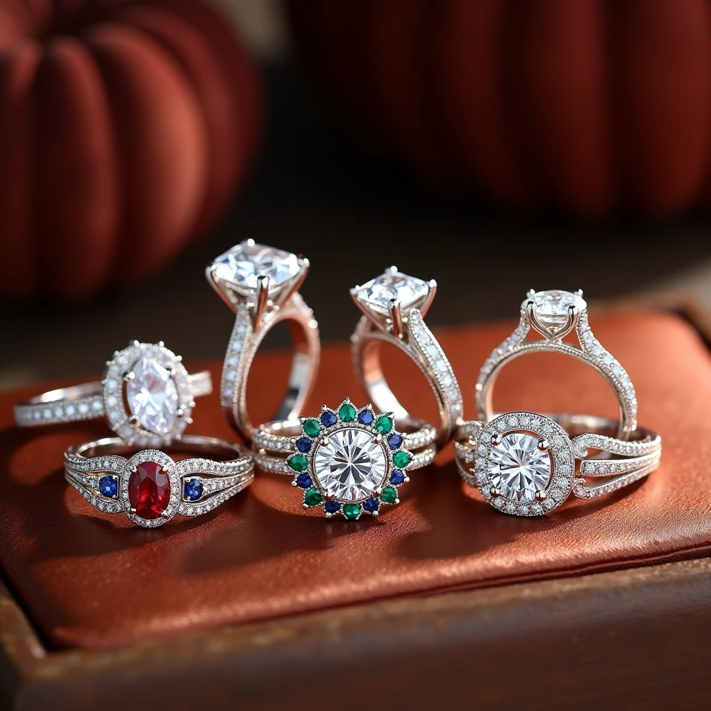 Elegant rings collection featuring diamond and gemstone designs
