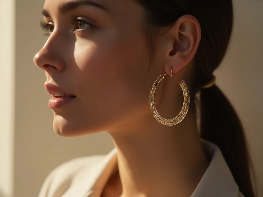 Modern hoop earrings with textured finish